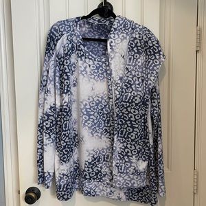 Blue tie dye leopard lounge set from ODDY. Ladies 3X